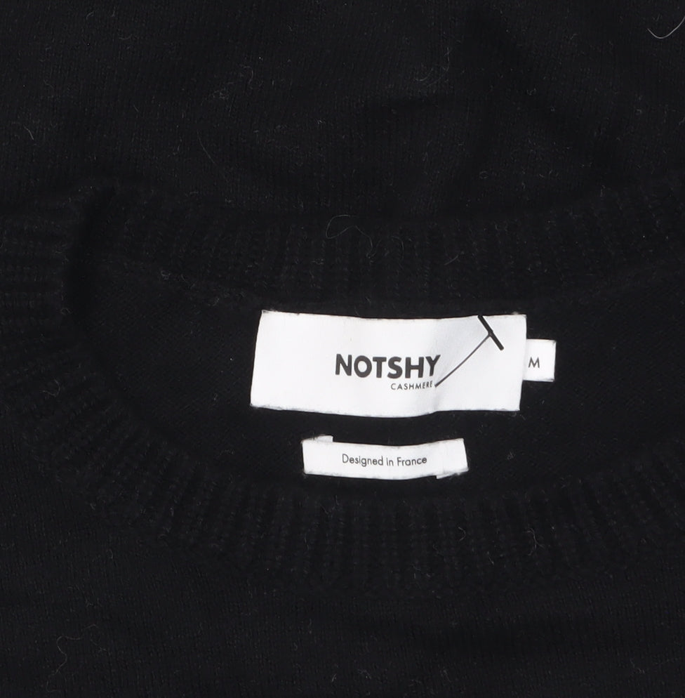 NOTSHY Women Black Cotton Cashmere Short Sleeve Pullover Jumper M