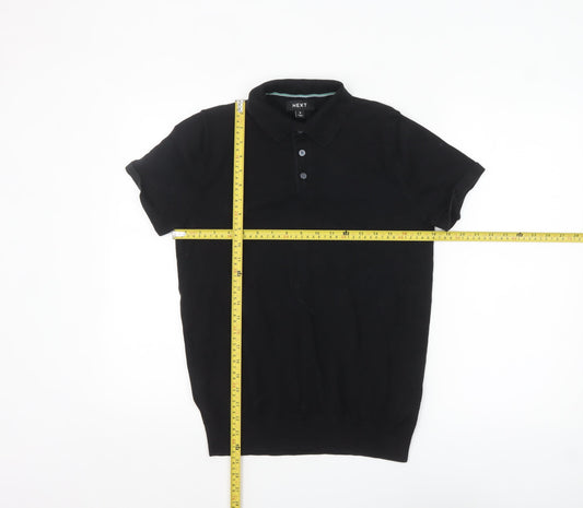 Next Men's Black Short Sleeve Polo Shirt Size S Cotton Blend