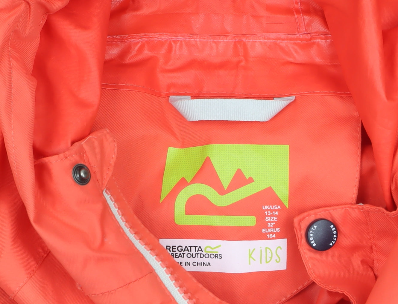 Regatta Boys Orange Waterproof Hooded Rain Coat Jacket 13-14 Years