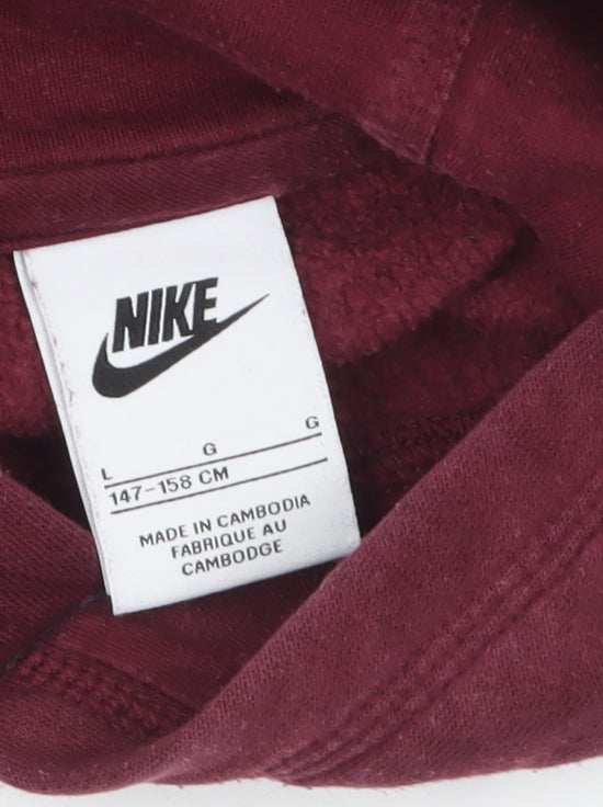 Additional view of Nike boys’ maroon pullover hoodie large 147-158cm cotton casual sweatshirt
