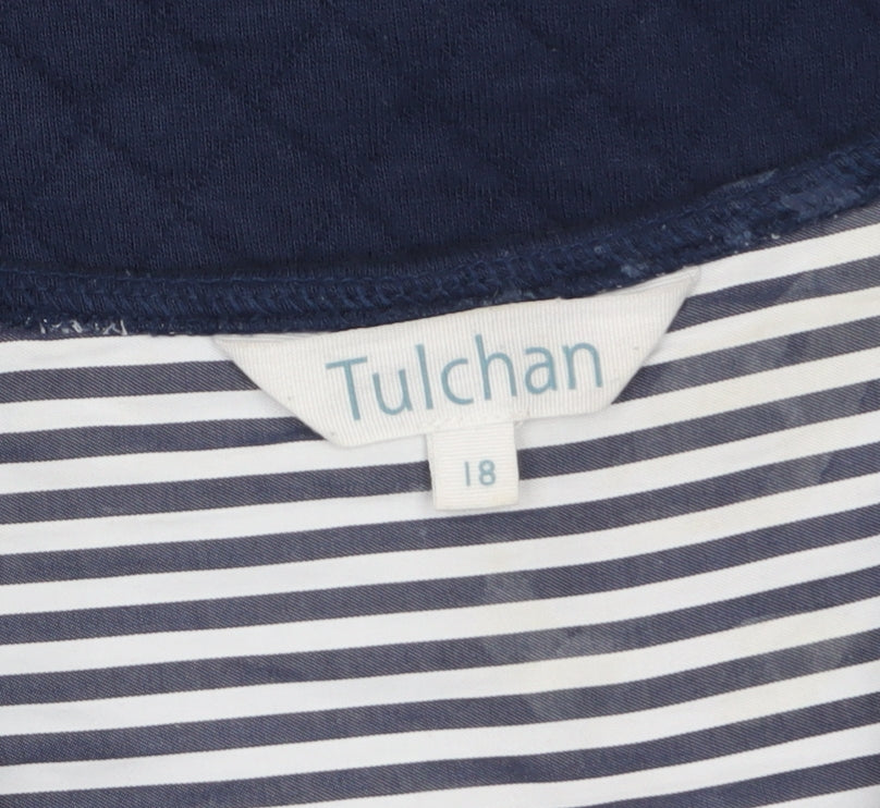 Tulchan Women's Blue Quilted Cotton Zip Jacket Size 18