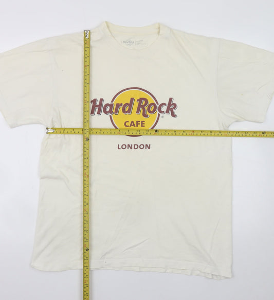 Hard Rock Cafe London Beige Men's Large Vintage Cotton T-Shirt
