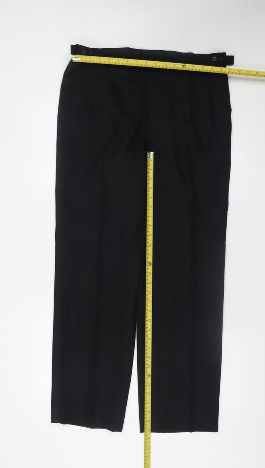 Marks and Spencer Mens Black Wool Blend Pleated Dress Trousers 34W 31L