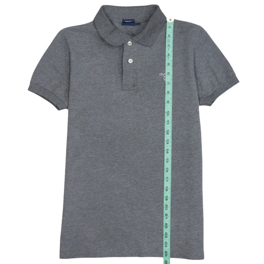 GANT Men's Grey Slim Fit Cotton Polo Shirt Size M