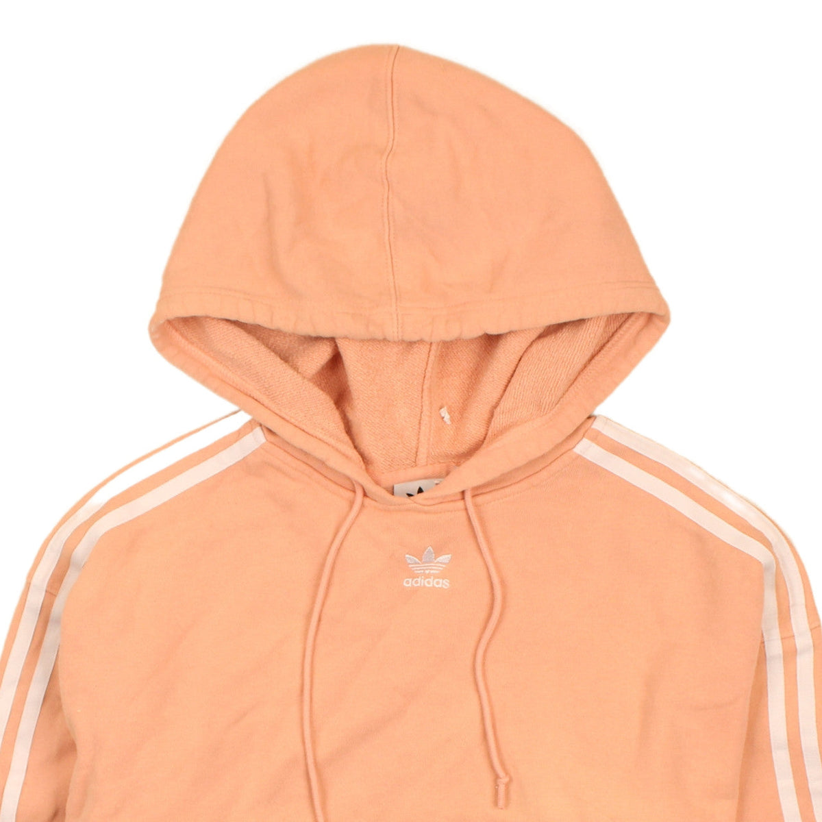 Brand and care label for Adidas Women's Peach Hooded Pullover Sweatshirt UK 14 Logo 3-Stripes