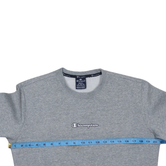 Champion Men's Grey Small Crew Neck Logo Pullover Sweatshirt