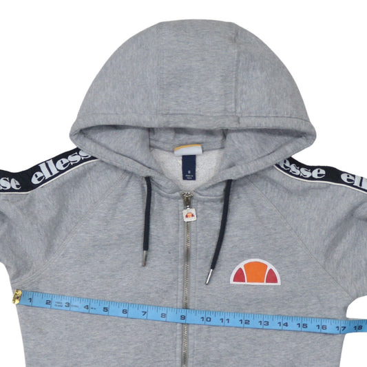 Ellesse Womens Grey Full Zip Hoodie Size 8 Logo Hooded Sweatshirt