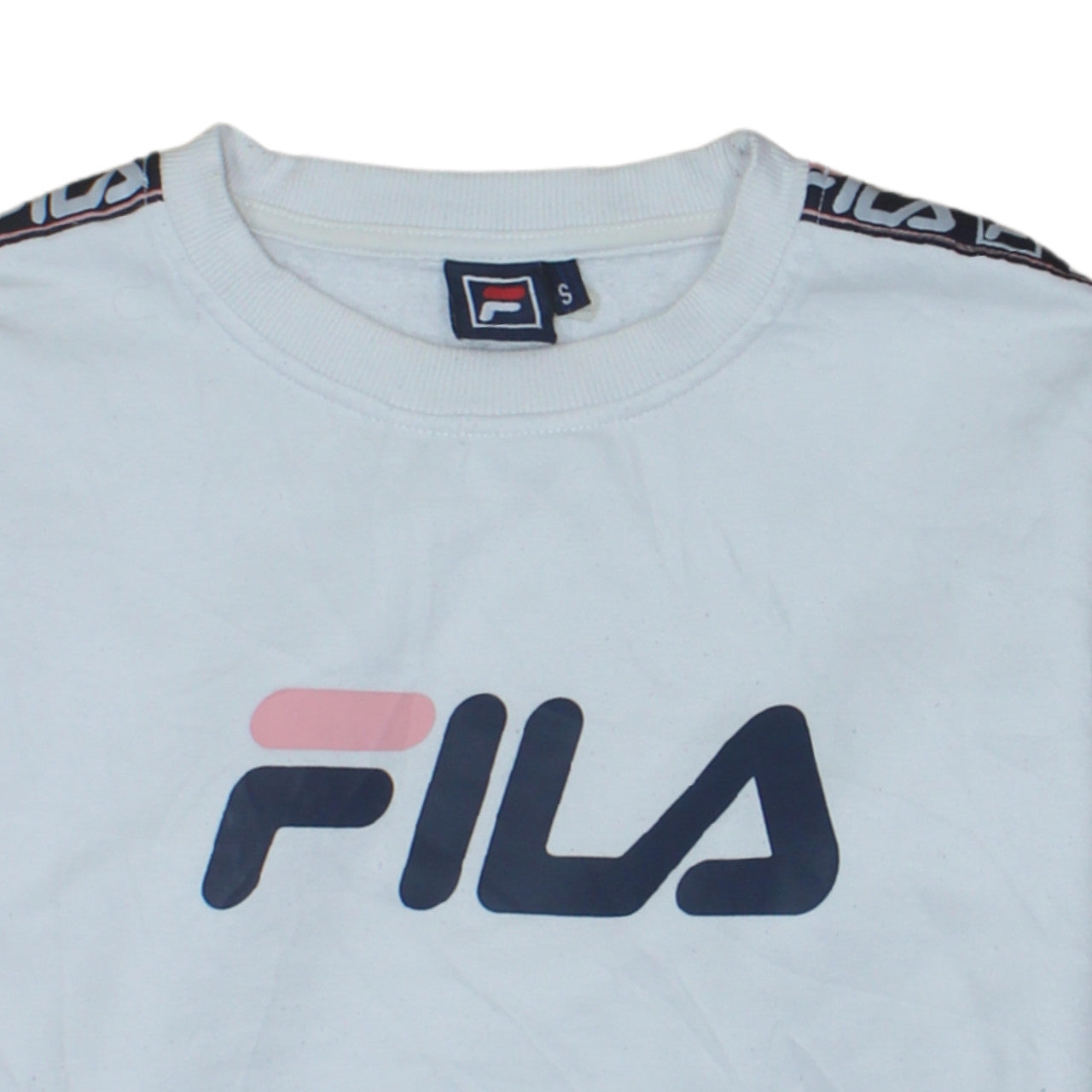 Additional view of Fila men’s white crew neck logo sweatshirt, size S
