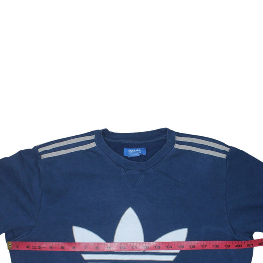 Adidas Men's Blue Crew Neck Logo Pullover Sweatshirt Size S