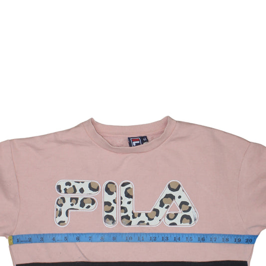 FILA Womens Pink Colourblock Leopard Logo Sweatshirt M