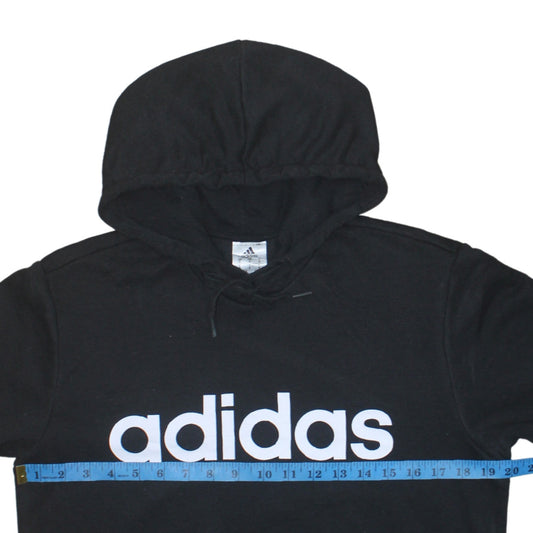 Adidas Men’s Black Small Pullover Hoodie Sweatshirt Logo Fleece