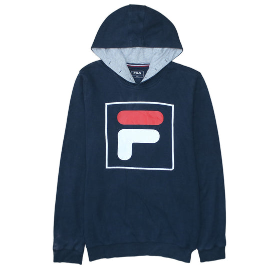 Fila Boys Blue Pullover Hoodie 176 Logo Graphic Cotton Blend Sweatshirt