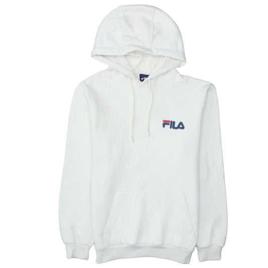 Fila Men's White Pullover Hoodie Size M Logo Sports Sweatshirt