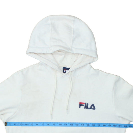 Fila Men's White Pullover Hoodie Size M Logo Sports Sweatshirt