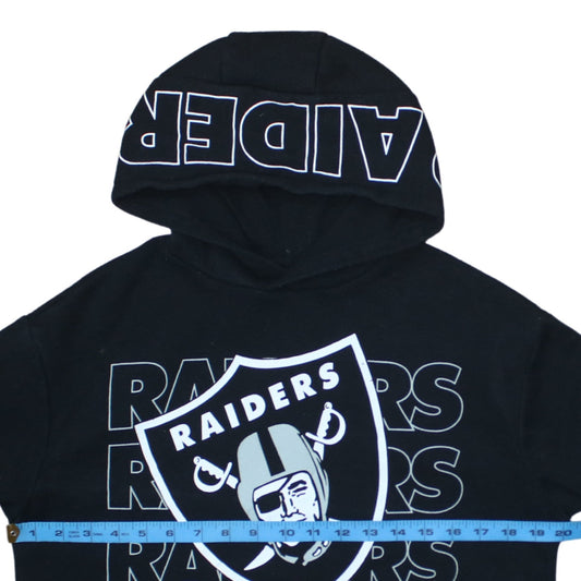 NFL Raiders Boys Black Pullover Hoodie 12-13 Years Hooded Fleece Sweatshirt