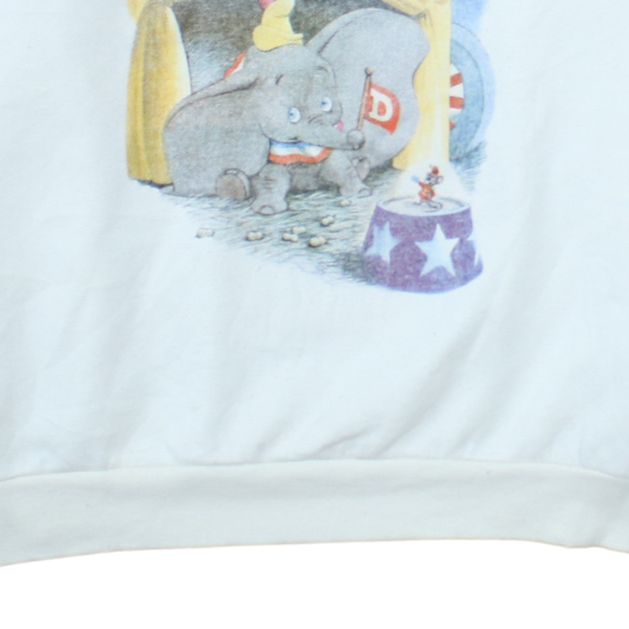 Disney Womens White Sweatshirt XS Dumbo Crew Neck Pullover
