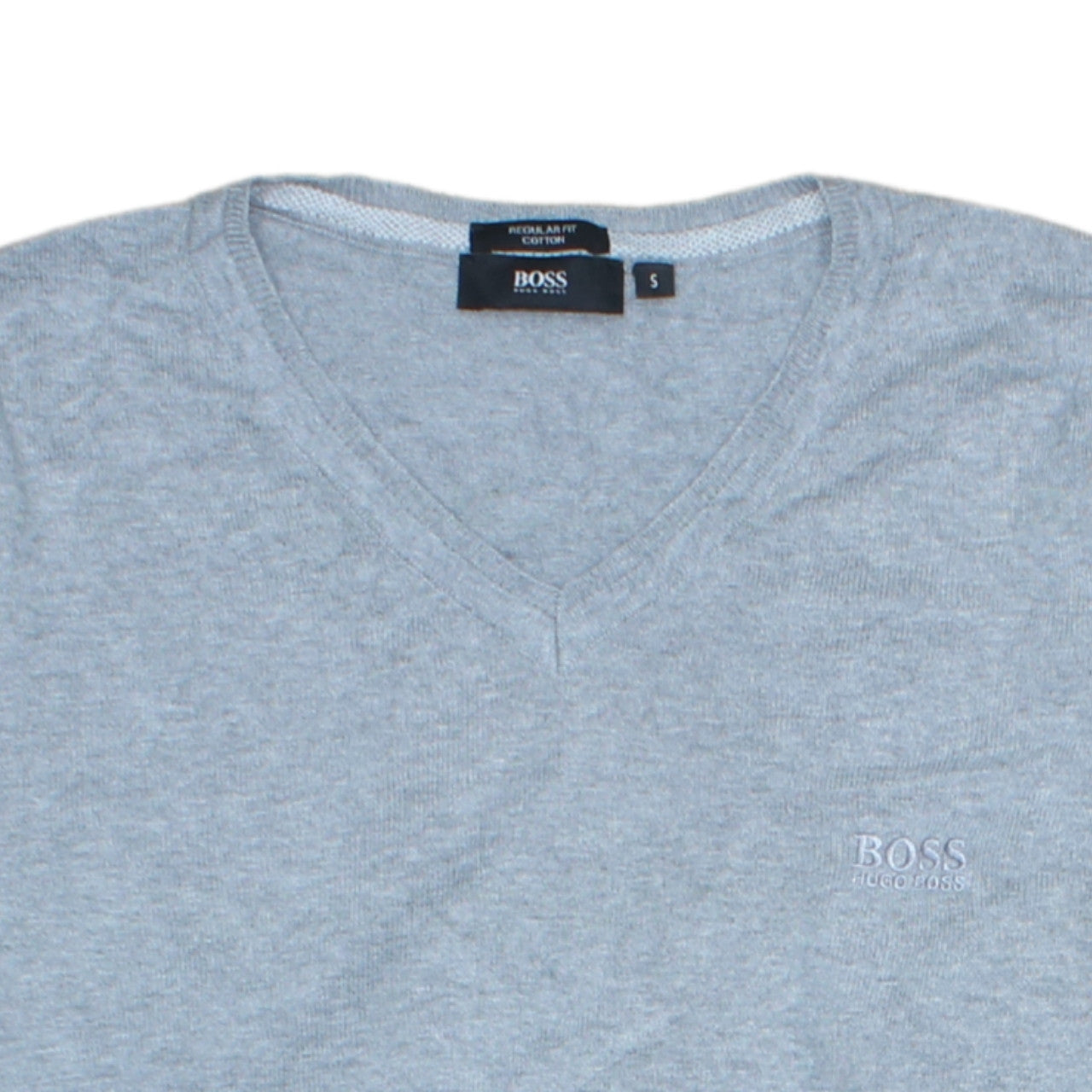 Hugo Boss Mens Grey Cotton V-Neck Regular Fit Sweatshirt Size S