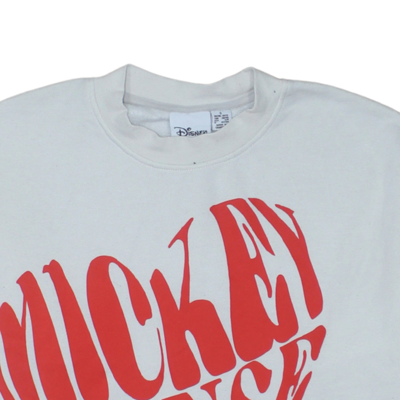 Disney Womens White Mickey Mouse Graphic Pullover Sweatshirt Size S