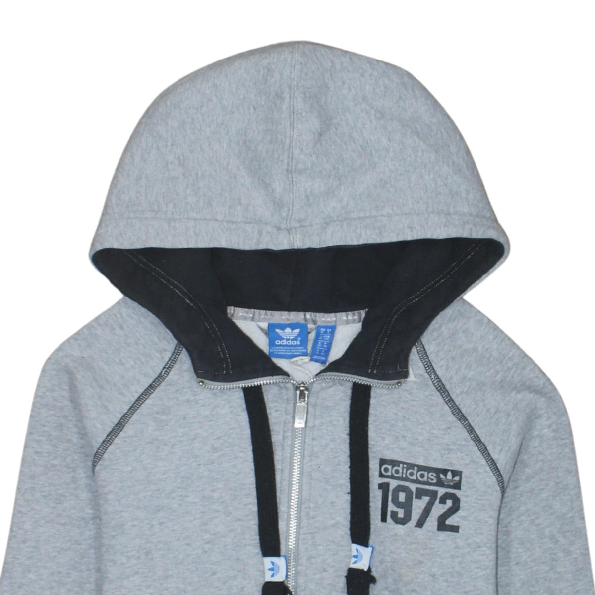 Additional view of Adidas Women Grey Full Zip Hoodie, size 8, Classic Logo 1972 Design