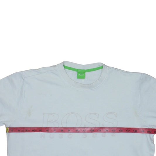 Hugo Boss Men's White Slim Fit Crew Neck Logo Sweatshirt S