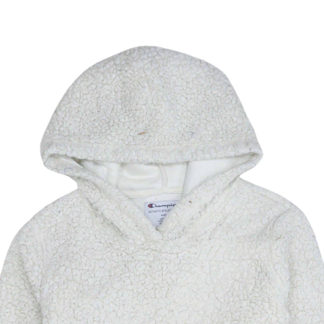 Champion Women’s Ivory Sherpa Pullover Hoodie Size M Fleece Lined Casual