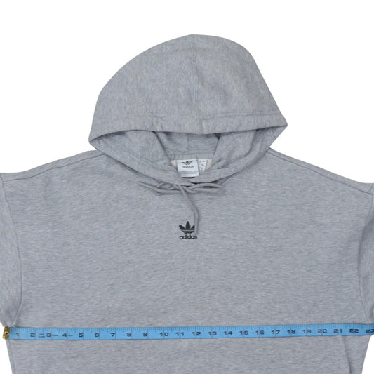 Adidas Womens Grey Size 12 Pullover Hoodie with Logo Sleeve Print
