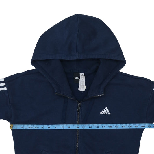 Adidas Women Navy Blue Full Zip Hoodie Size S with Hood and Pockets
