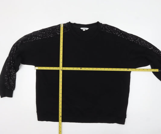 Marks and Spencer Womens Black Sequin Sleeve Pullover Sweatshirt Size 20