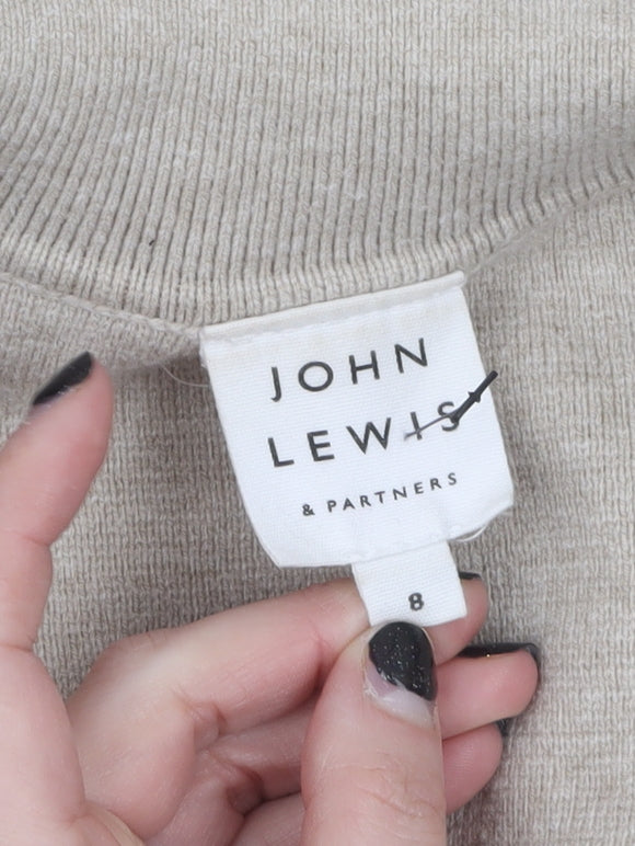 John Lewis Womens Beige Collared Pullover Knit Jumper Size 8