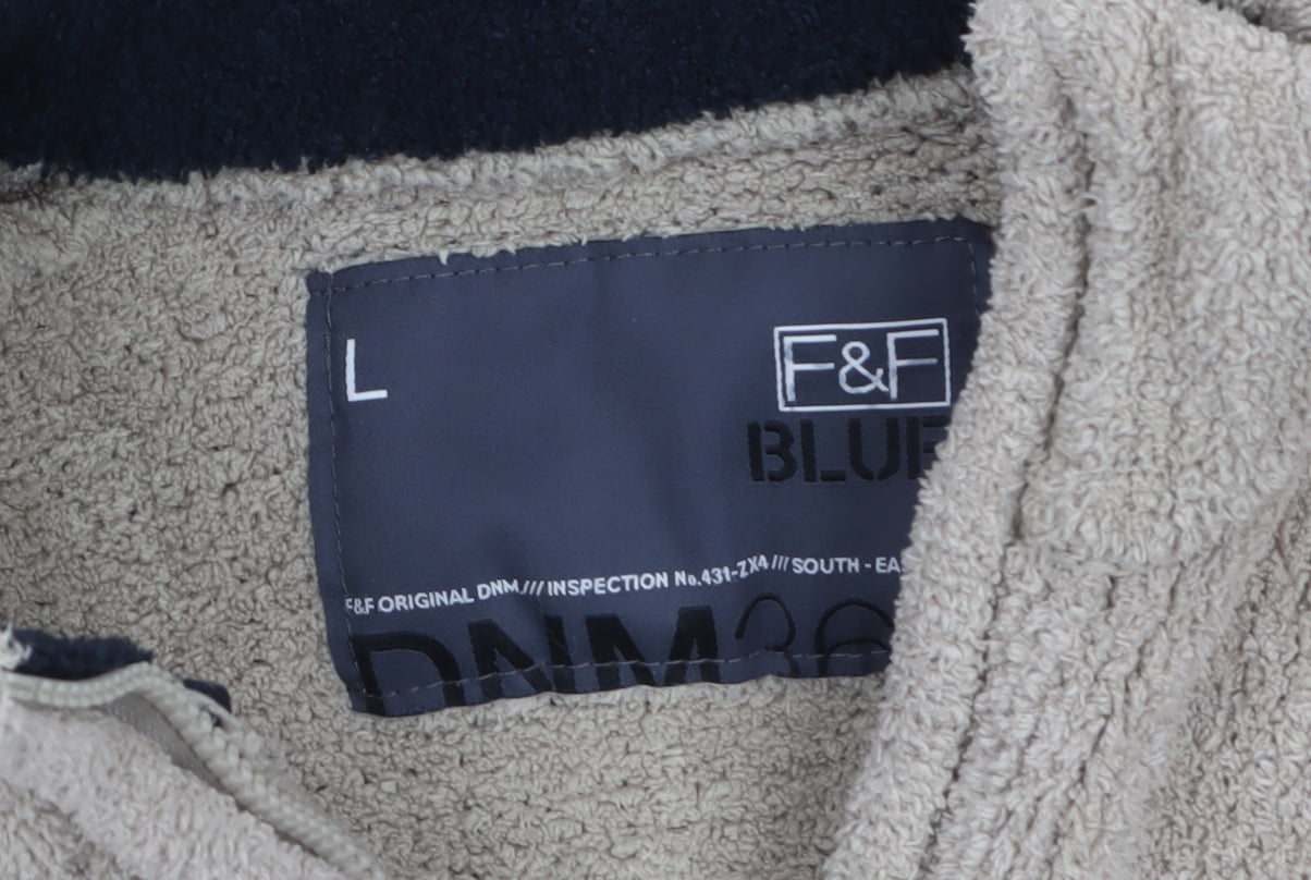 F&F Men’s Beige 1/4 Zip Fleece Jumper Size L Thermal Casual