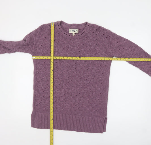 FatFace Women's Purple Cotton Open-Knit Jumper Size 8