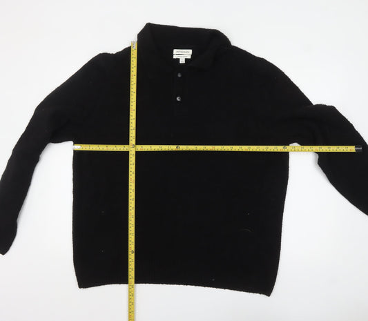 Marks and Spencer Autograph Men's Black XL Collared Henley Jumper