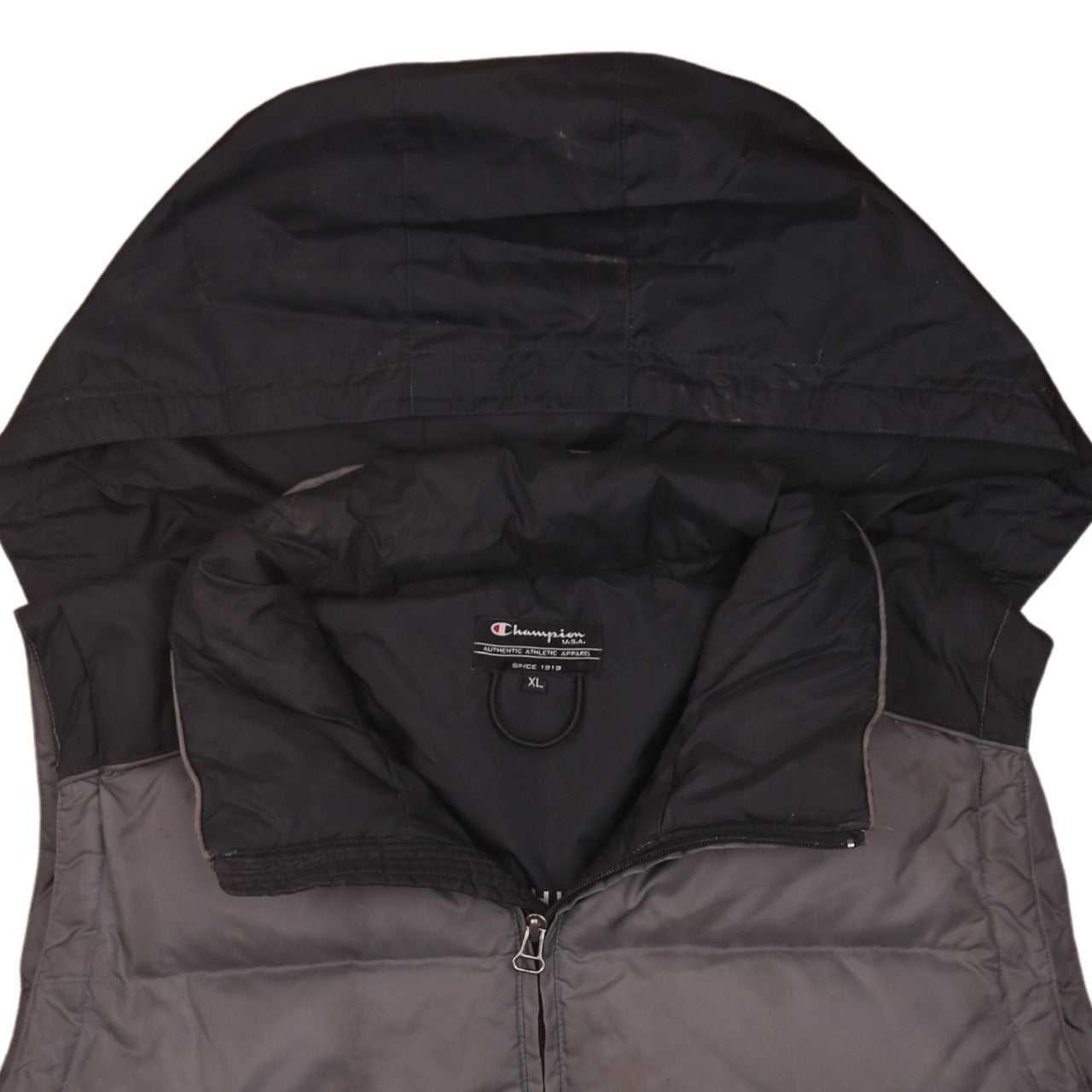 Champion Men's Grey XL Puffer Waistcoat with Hood - Lined Outdoor Vest
