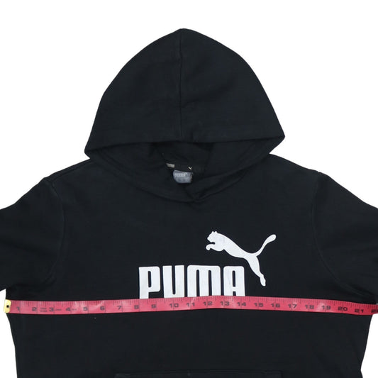 Puma Womens Black XL Pullover Hoodie Cotton Blend Logo Print