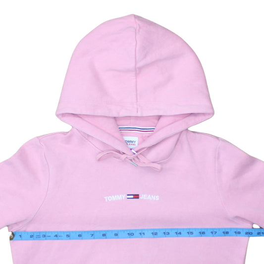 Tommy Jeans Women Pink Hoodie Small Pullover Cotton Casual