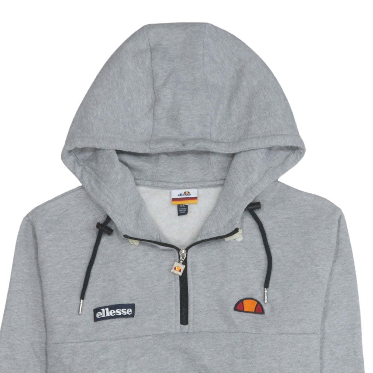 Ellesse Men Grey 1/2 Zip Hoodie L Regular Fit Sports Style