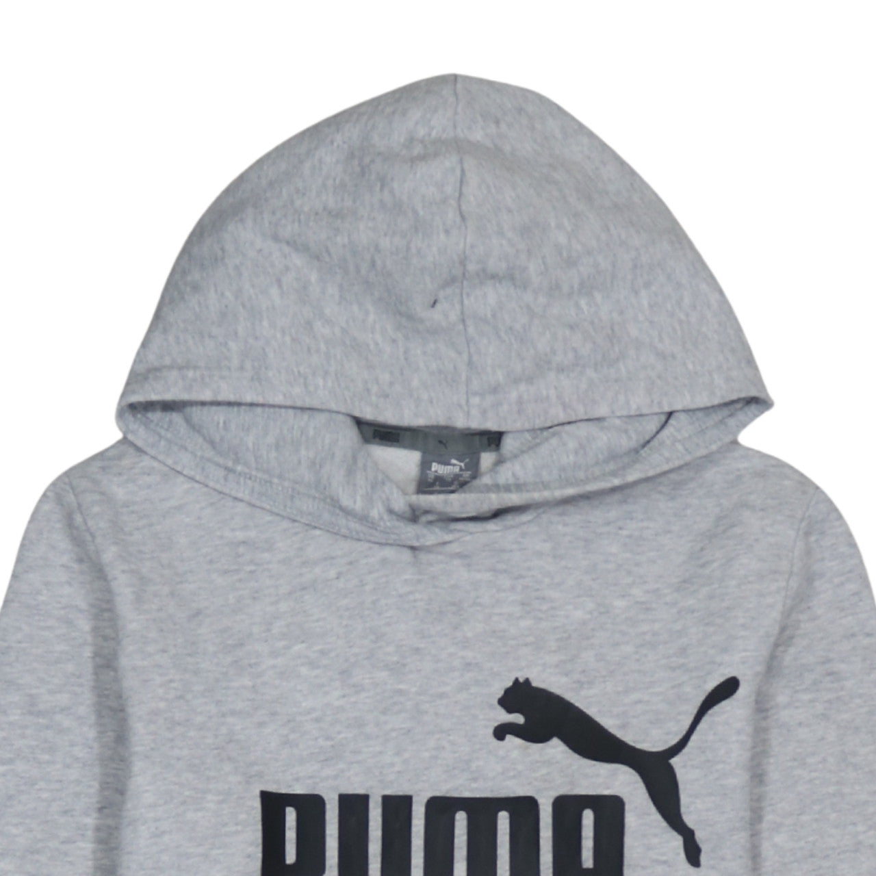 Additional view of Puma boys’ grey hoodie, size 13-14, years pullover fleece sweatshirt