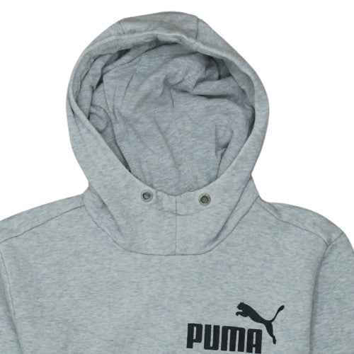 Additional view of Puma men’s grey pullover hoodie small logo fleece sweatshirt