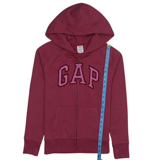 GAP Womens Burgundy Full Zip Hoodie XS Cotton Blend Logo Casual