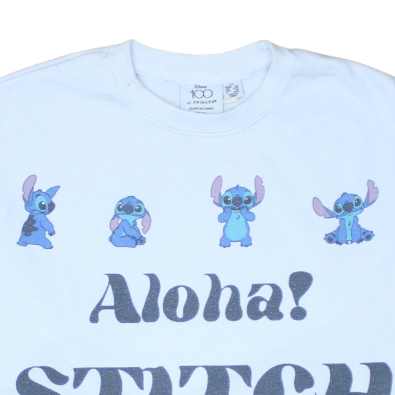 Disney Stitch White Pullover Sweatshirt Women 2XS Aloha Graphic Primark