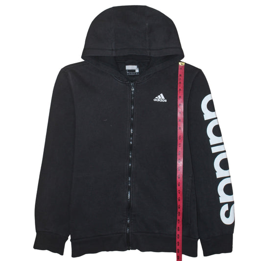 Adidas Mens Black Full Zip Hoodie L Logo Graphic Sportswear