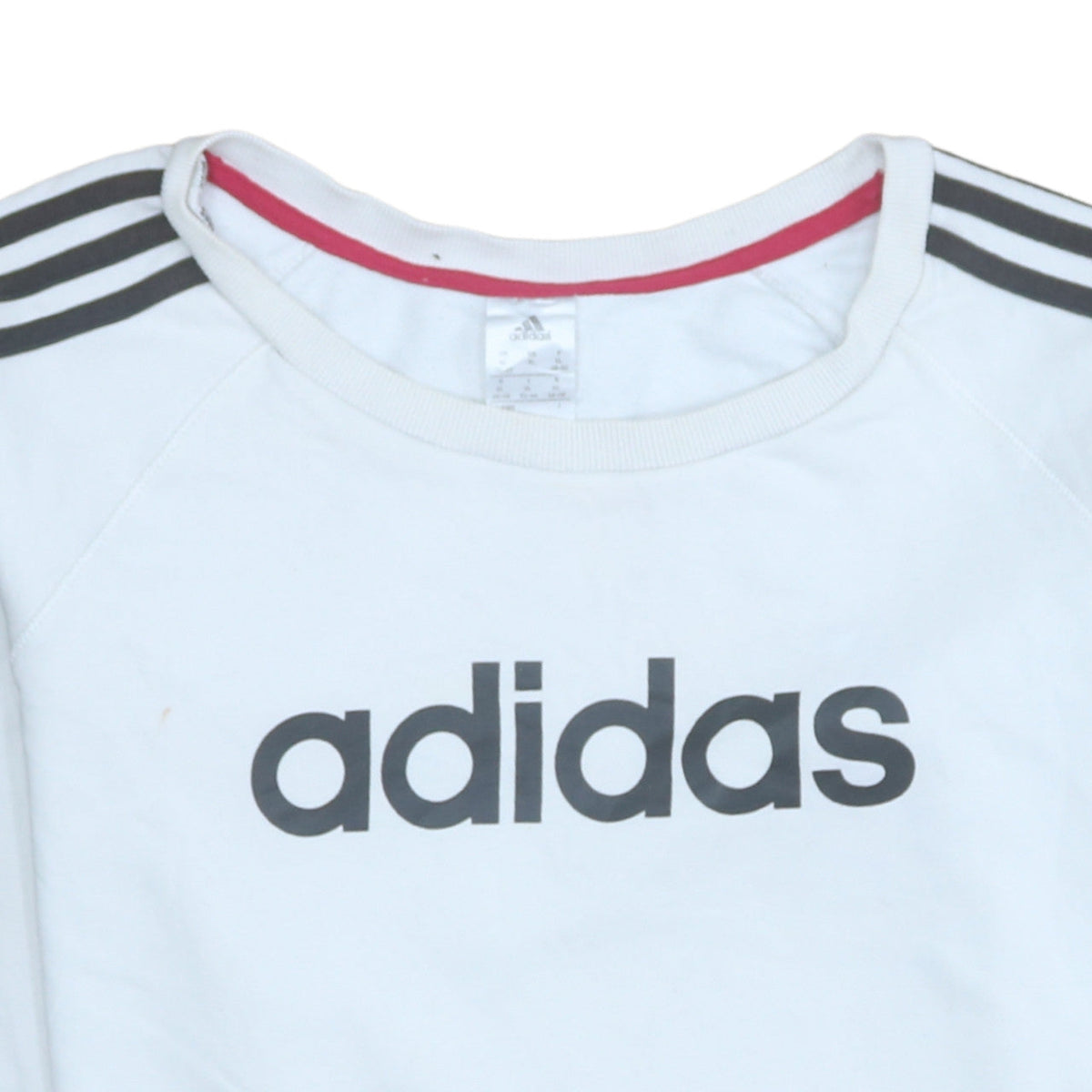 Additional view of Adidas women’s white xl pullover sweatshirt with logo sleeves