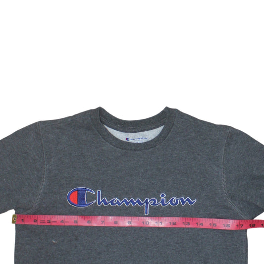 Champion Men’s Grey Embroidered Logo Pullover Sweatshirt M