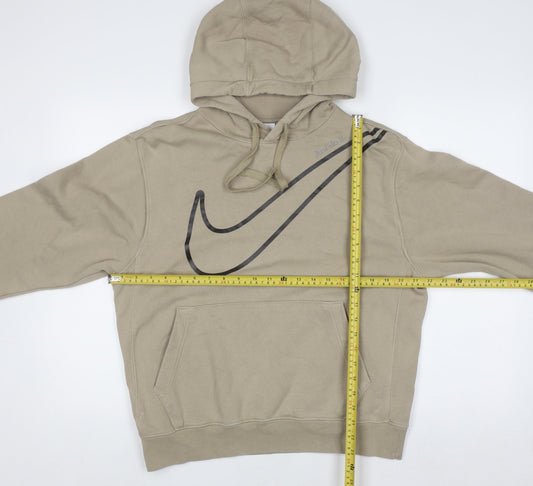 Nike Men's Beige Pullover Hoodie Small Graphic Fleece Sweatshirt