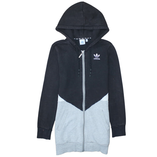 Adidas Unisex Black Grey Full Zip Hoodie Size M Sports Fleece