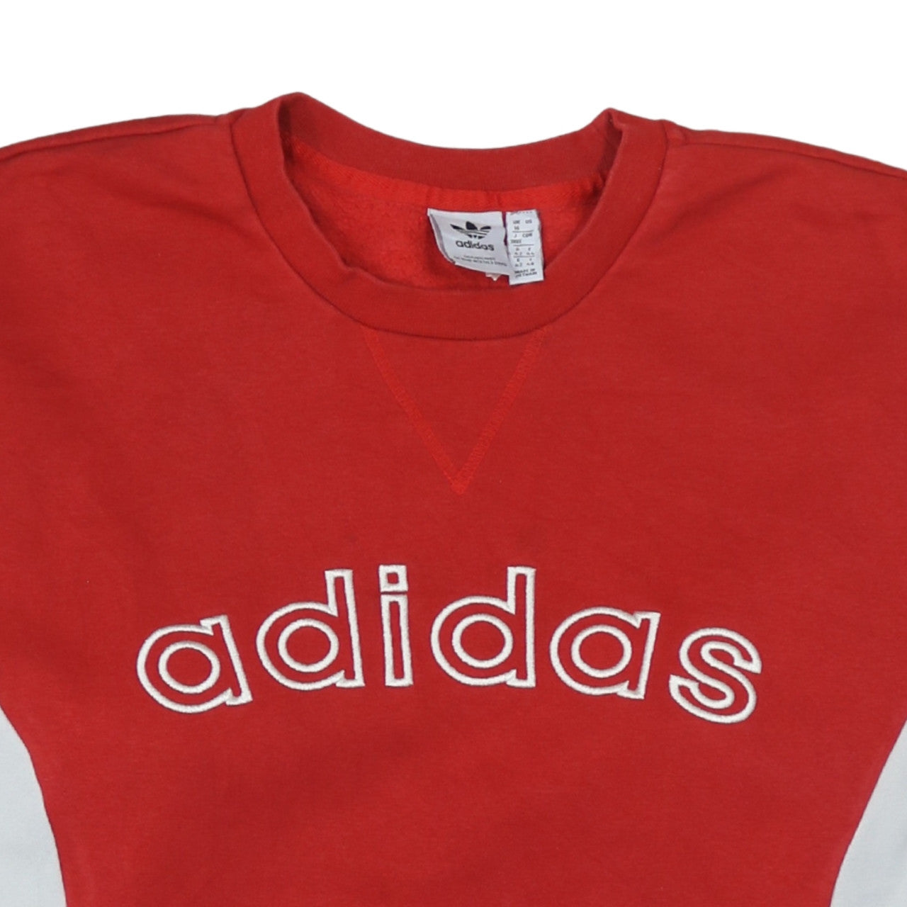 Adidas Womens Red White Crew Neck Pullover Sweatshirt Size 16
