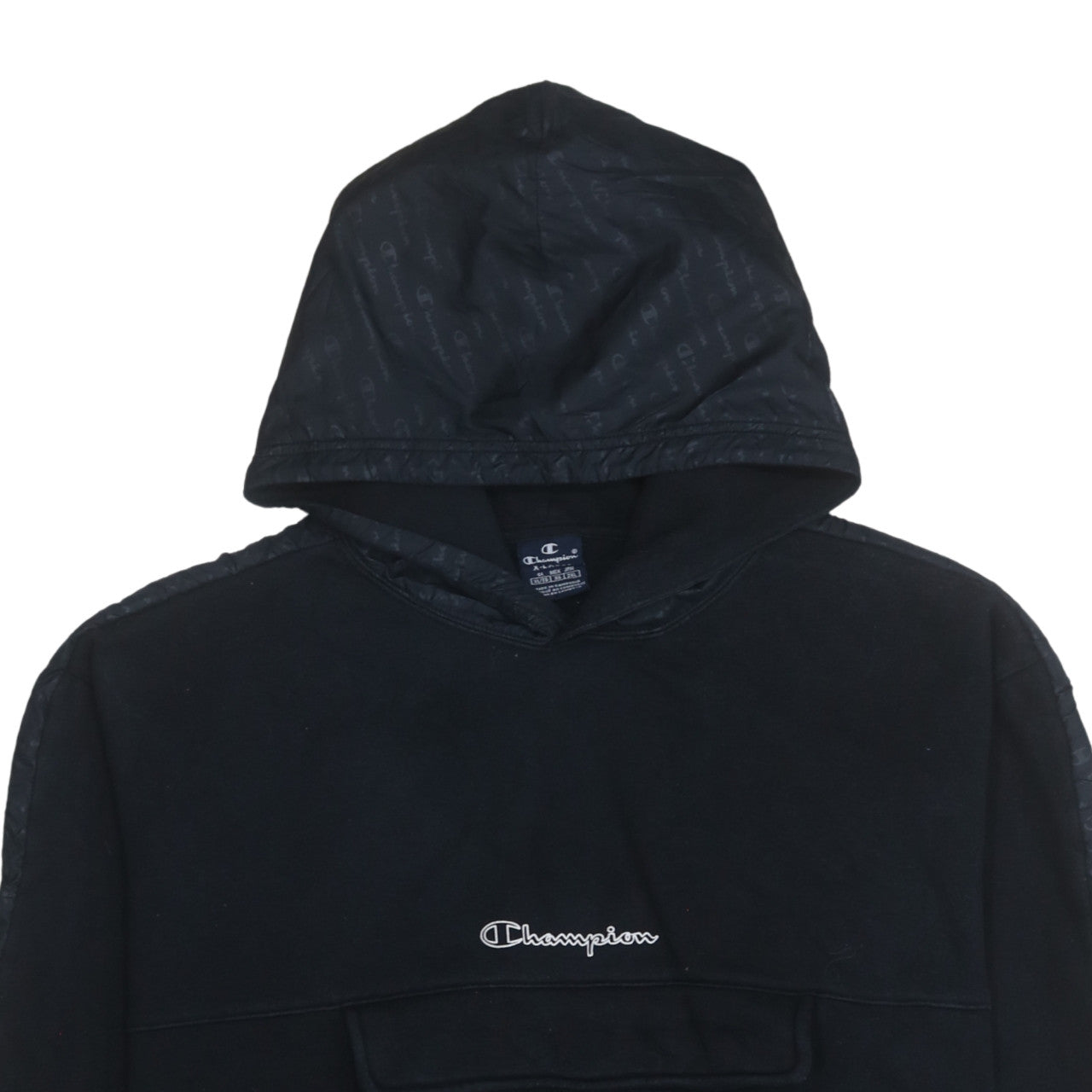 Champion Men's Black XL Pullover Hoodie with Logo Embroidery