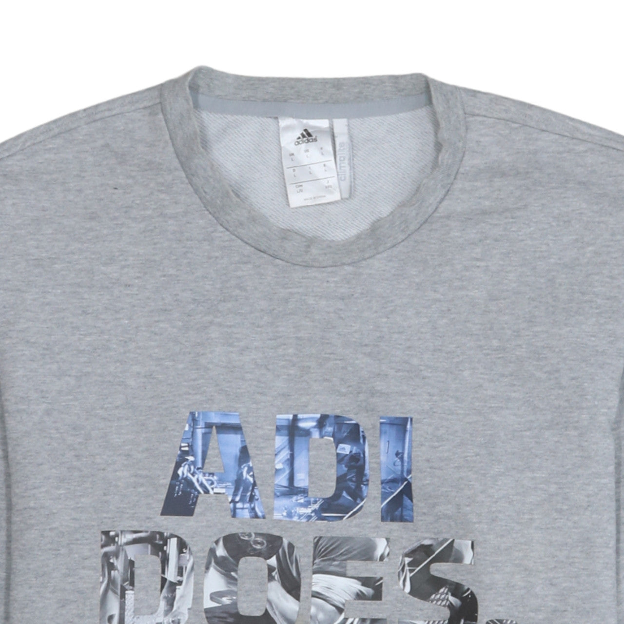 Additional view of Adidas men’s grey l climalite pullover sweatshirt crew neck logo