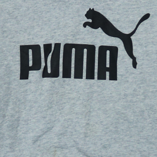 Additional view of Puma women’s grey pullover hoodie, size UK 12, graphic logo casual
