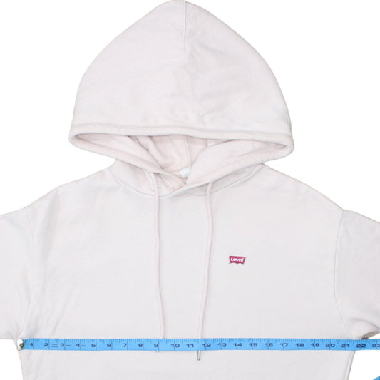Levi's Men's White Pullover Hoodie Small Cotton Fleece Logo